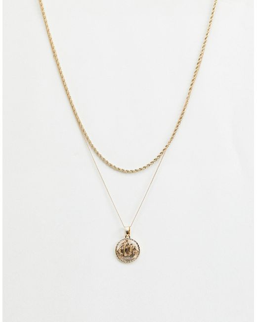Chained & Able Halfpenny double layer necklace in