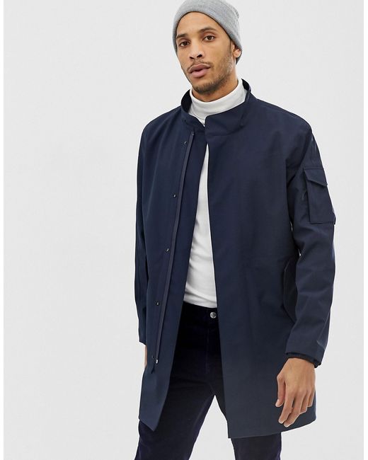 Selected Homme technical bonded trench coat with storm features