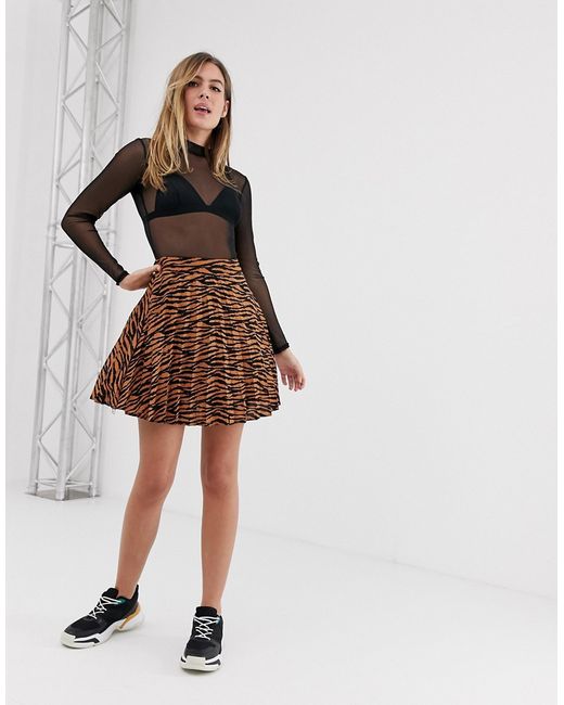 New Look mini skirt with pleats in tiger print