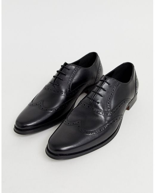 Asos Design oxford brogue shoes in leather