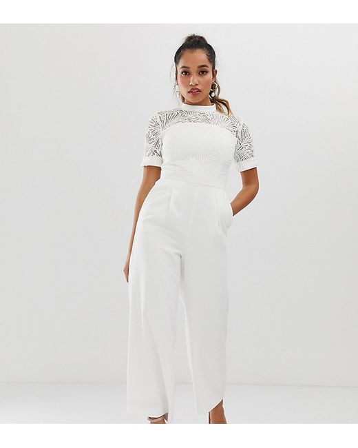 Forever New Petite lace detail jumpsuit in
