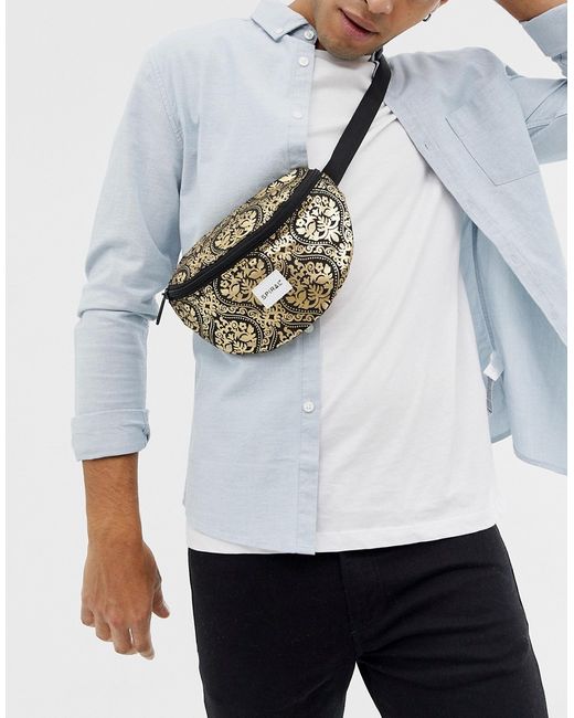 Spiral fanny pack in gold print