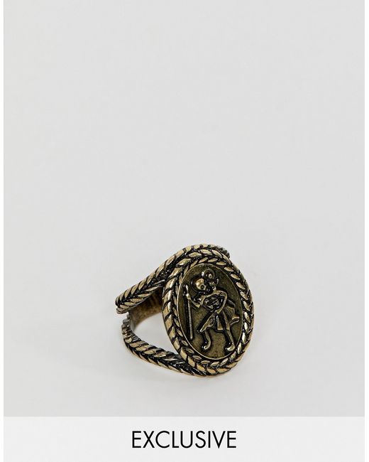 Reclaimed Vintage st christopher ring in burnished