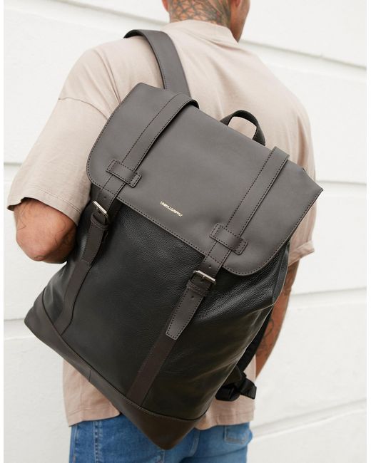 Asos Design leather backpack in with double straps