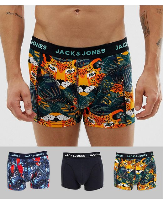 Jack & Jones 3 pack trunks in safari prints