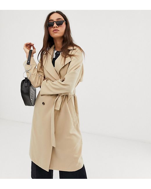 Stradivarius trench coat with tortoise effect buttons in