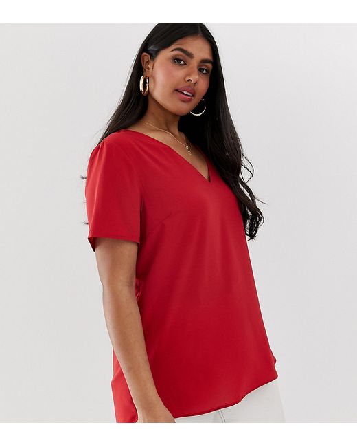 Simply Be v neck blouse in red