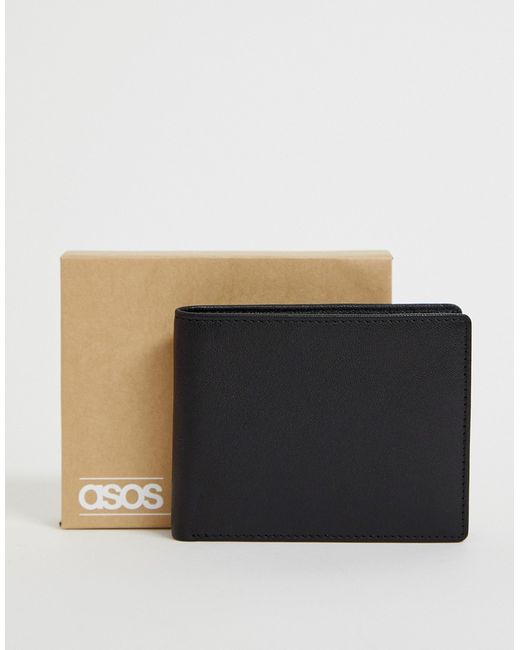 Asos Design leather wallet with charcoal contrast internal