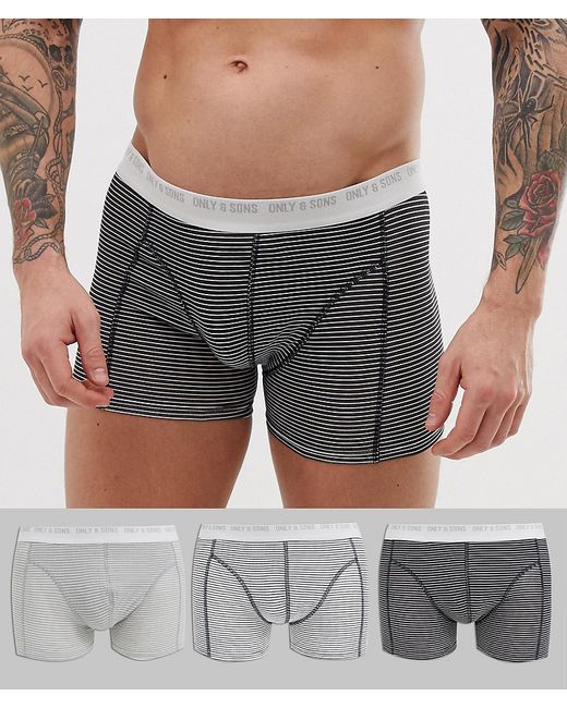 Only & Sons 3 pack trunks in stripe