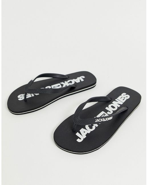 Jack & Jones flip flops with branded sole in monochrome