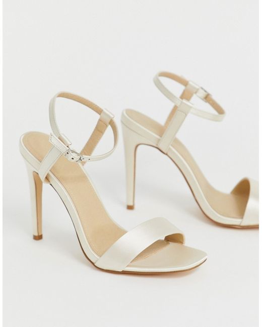 Truffle Collection bridal stiletto barely there square toe heeled sandals