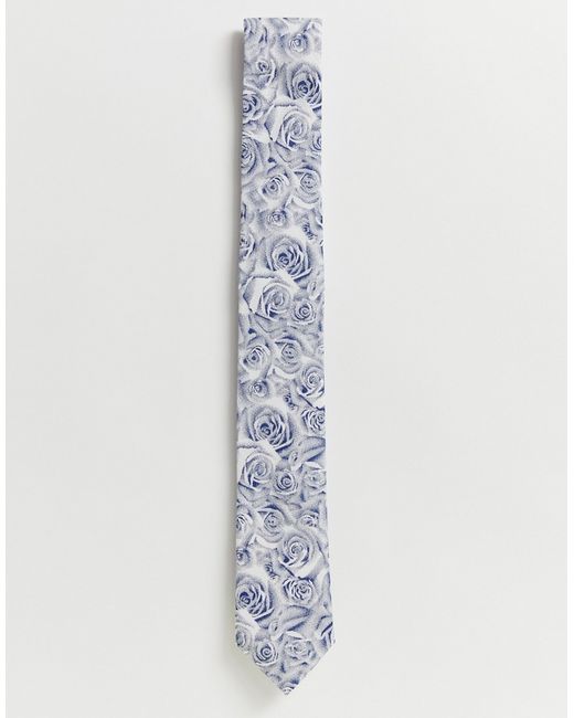 Twisted Tailor tie with blue rose print