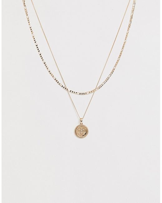 Chained & Able layered two penny medallion neck chain in