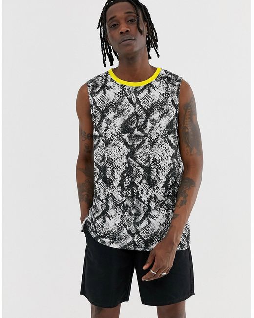 Urban Threads snake sleeveless t-shirt tank with neon trim
