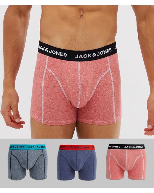 Jack & Jones 3 pack trunks in color with branded