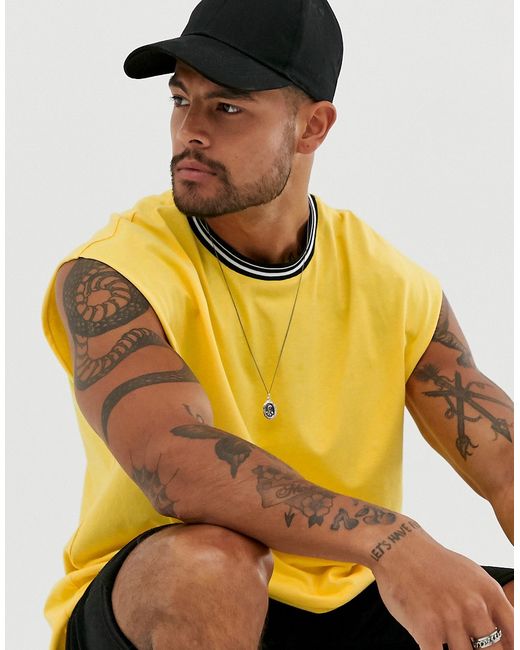 Asos Design oversized sleeveless t-shirt with contrast tipping in