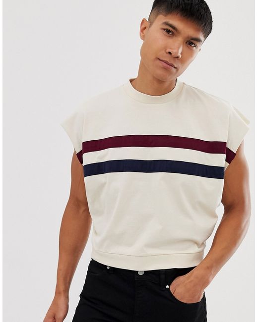 Asos Design cropped oversized sleeveless t-shirt with retro color block