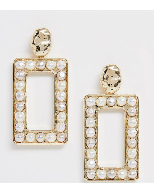 Reclaimed Vintage inspired statement earring with pearl