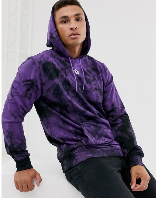 Adidas Originals hoodie tie dye with central trefoil logo