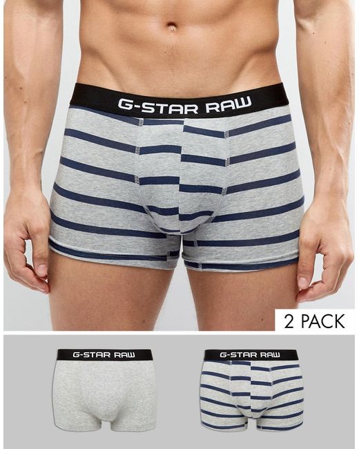 G-Star Raw Trunks In 2 Pack With Stripe
