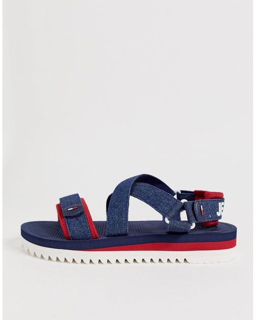 Tommy Jeans sandal with denim strap and contrast sole in