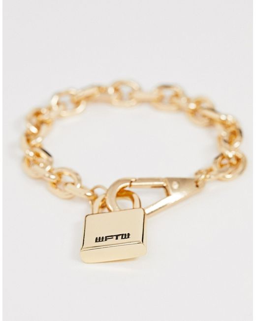 Wftw chain bracelet with padlock charm in