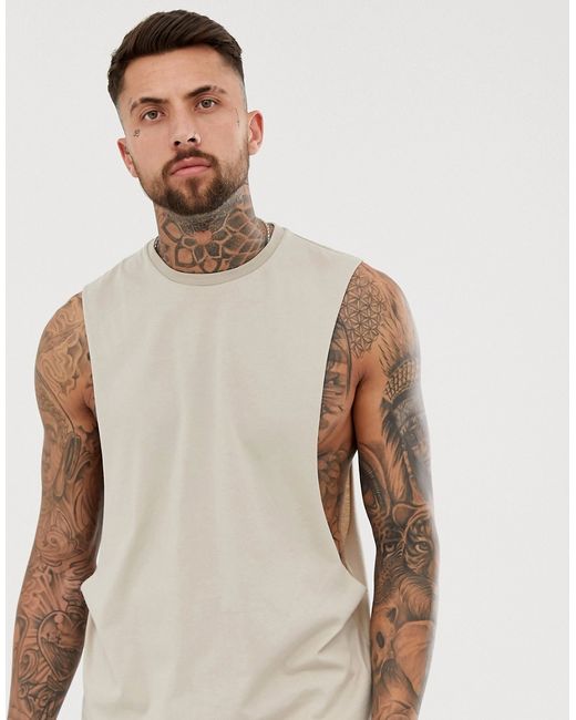 Asos Design longline sleeveless t-shirt with extreme dropped armhole in