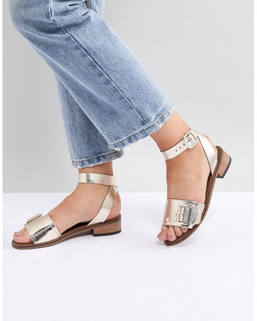 H By Hudson Leather Flat Sandals