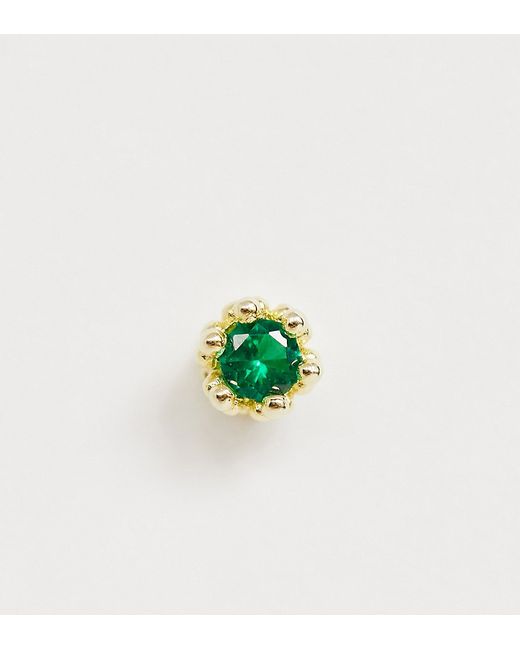 Serge DeNimes plated crown stud with green stone in sterling