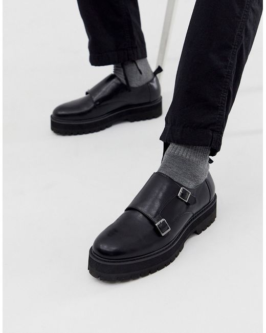 Asos Design monk shoes in faux leather with chunky sole