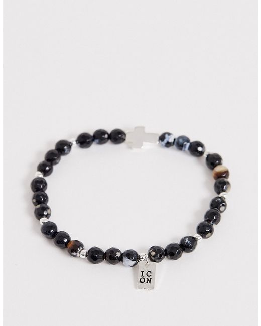 Icon Brand beaded bracelet with cross charm in