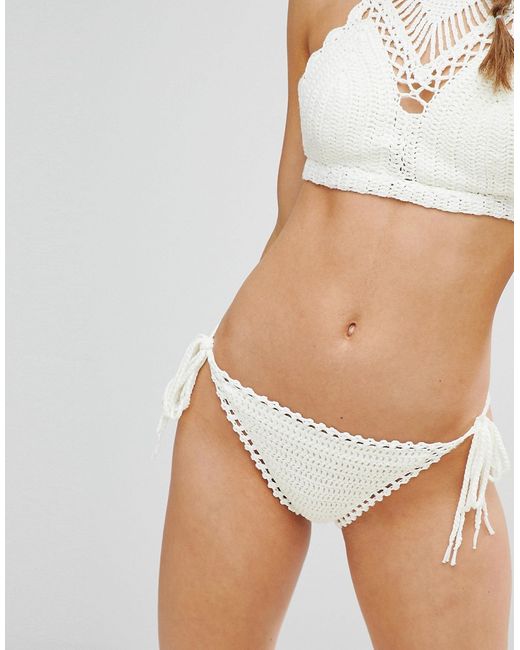 Glamorous Crochet Detail Halter Bikini Bottom
