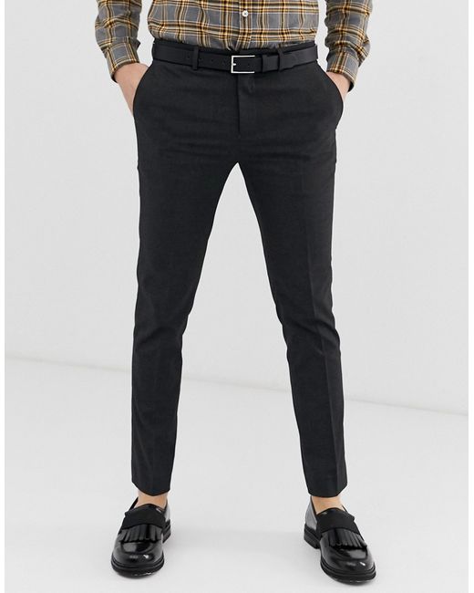 River Island Skinny Fit Smart Pants In Charcoal