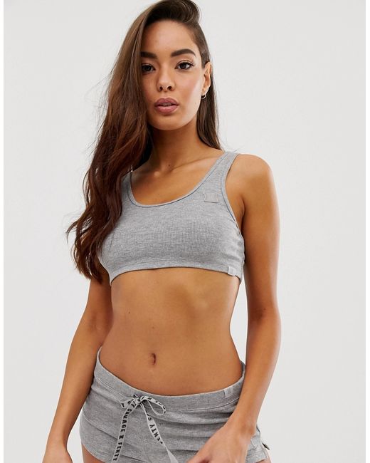 Savage X Fenty logo ribbed jersey crop top in heather