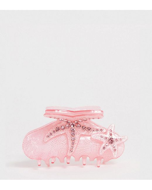 Glamorous Exclusive starfish encrusted pink hair claw
