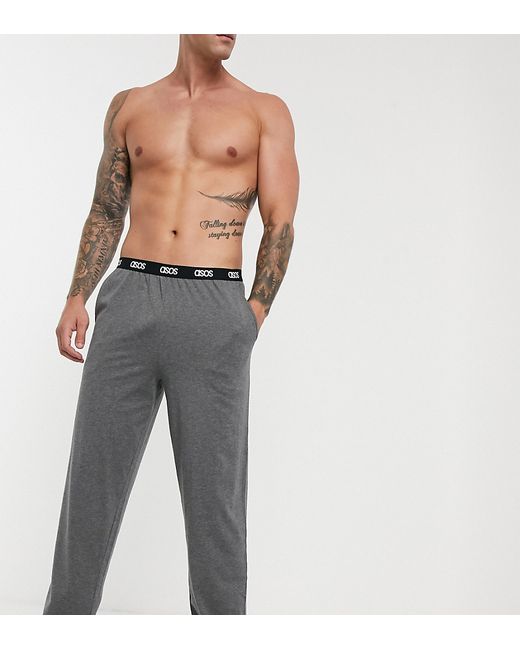 Asos Design lounge pyjama bottom in charcoal marl with branded waistband