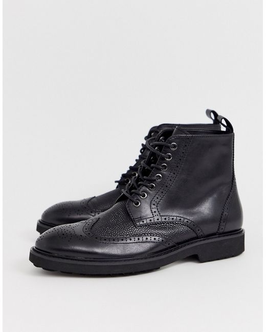 Office brogue boots in leather