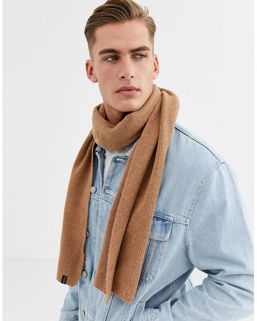 Selected Homme wool scarf in camel