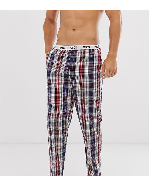 Asos Design lounge pyjama bottom in navy and red check