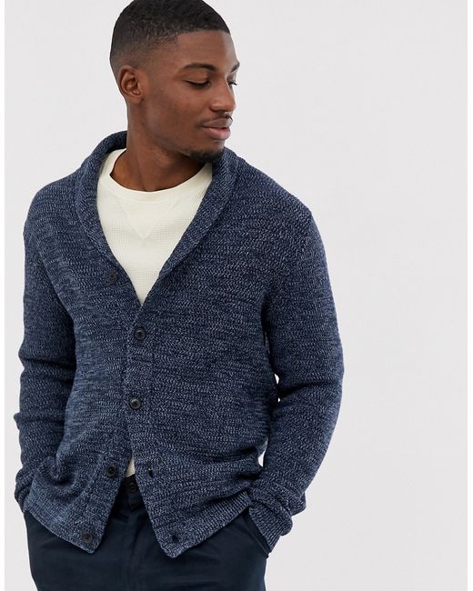 Selected Homme organic cotton knitted shawl cardigan in