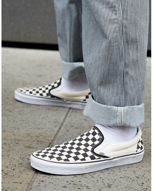 Vans Slip-On Checkerboard Sneakers In