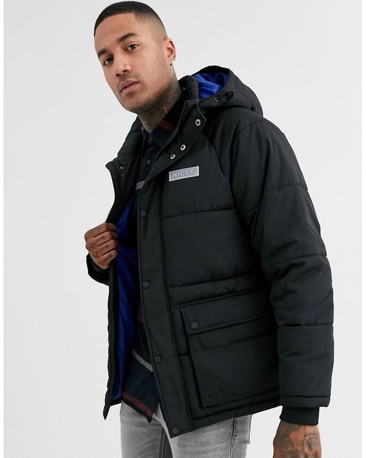 Nicce long puffer coat with hood in