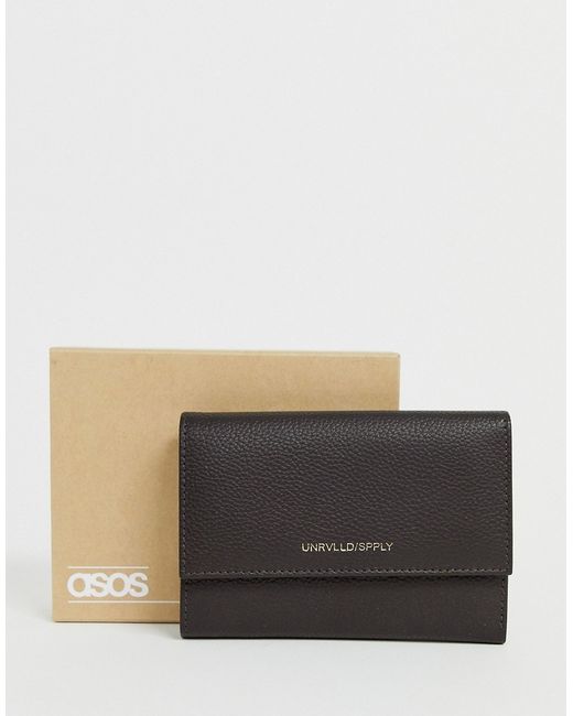 Asos Design leather 2-in-1 wallet and cardholder set in brown