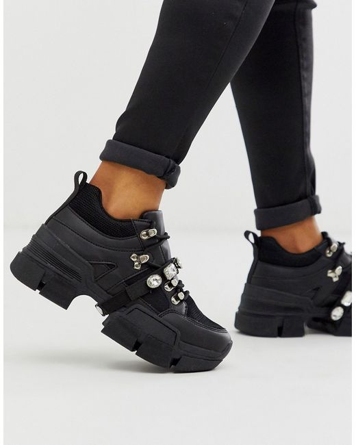 Truffle Collection jeweled chunky sneaker in