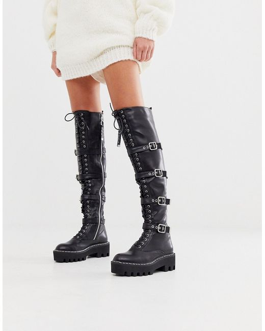 Lamoda extreme lace up flat over the knee boots