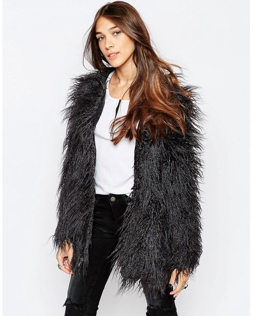 Noisy May Yogi Shaggy Faux Fur Coat