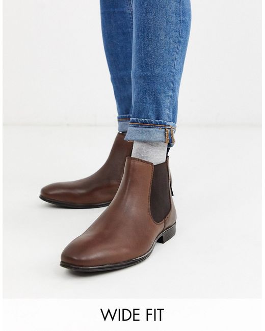 Ben Sherman wide fit leather chelsea boot in