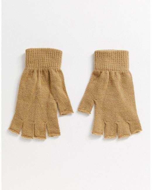 Asos Design fingerless gloves in camel