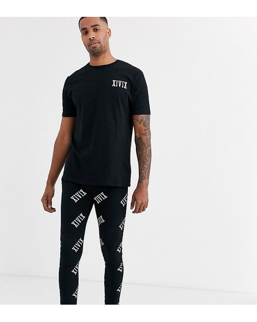 Asos Design Tall lounge megging and tshirt pyjama set in monochrome