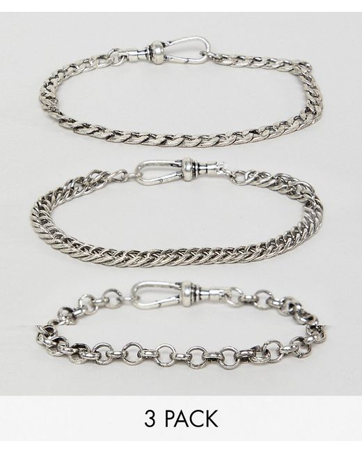 Reclaimed Vintage inspired Chain Bracelet pack in burnished exclusive at